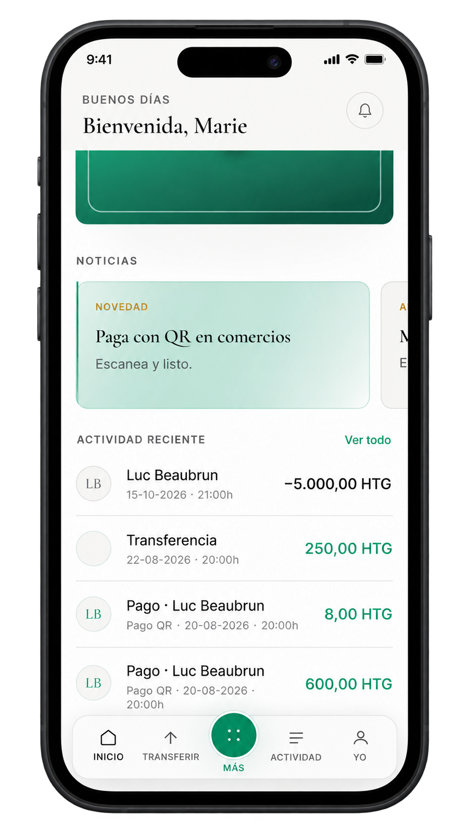 Écran d’accueil Genbia Wallet