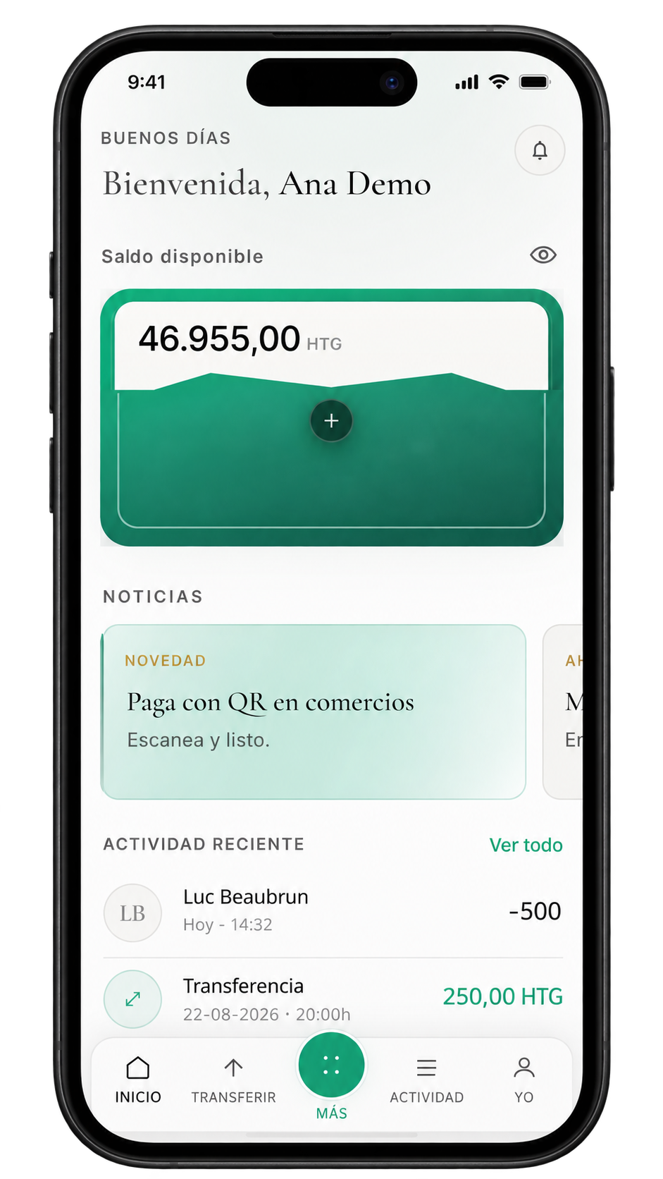 Écran d’accueil Genbia Wallet