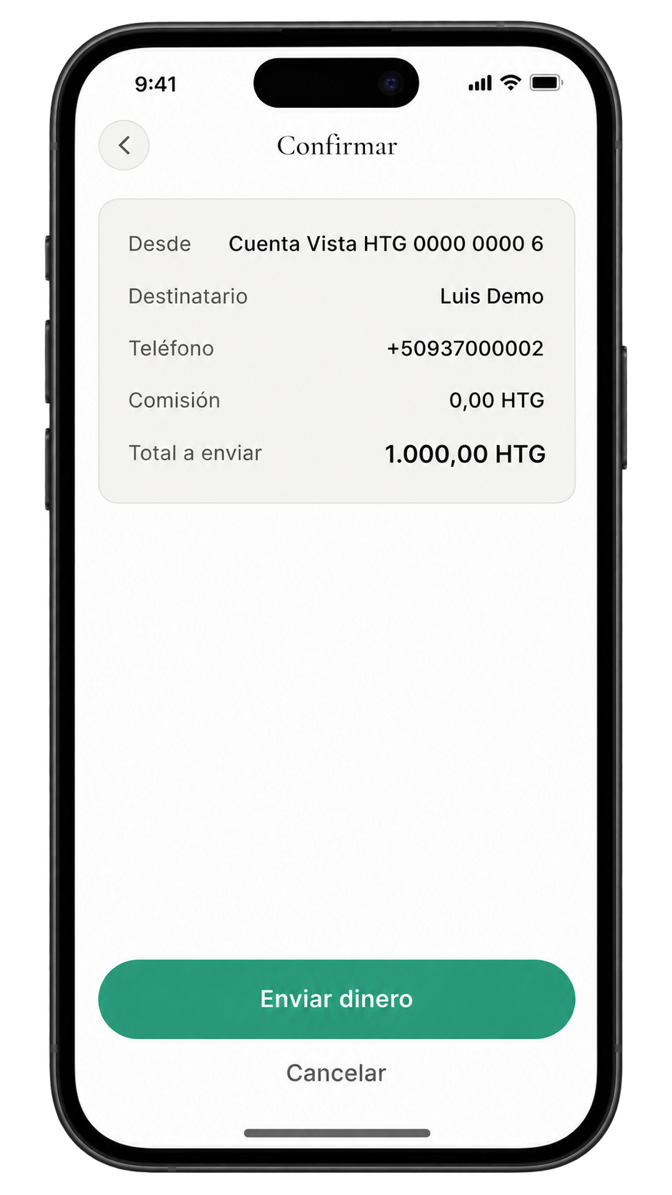 Flux de transfert Genbia Wallet