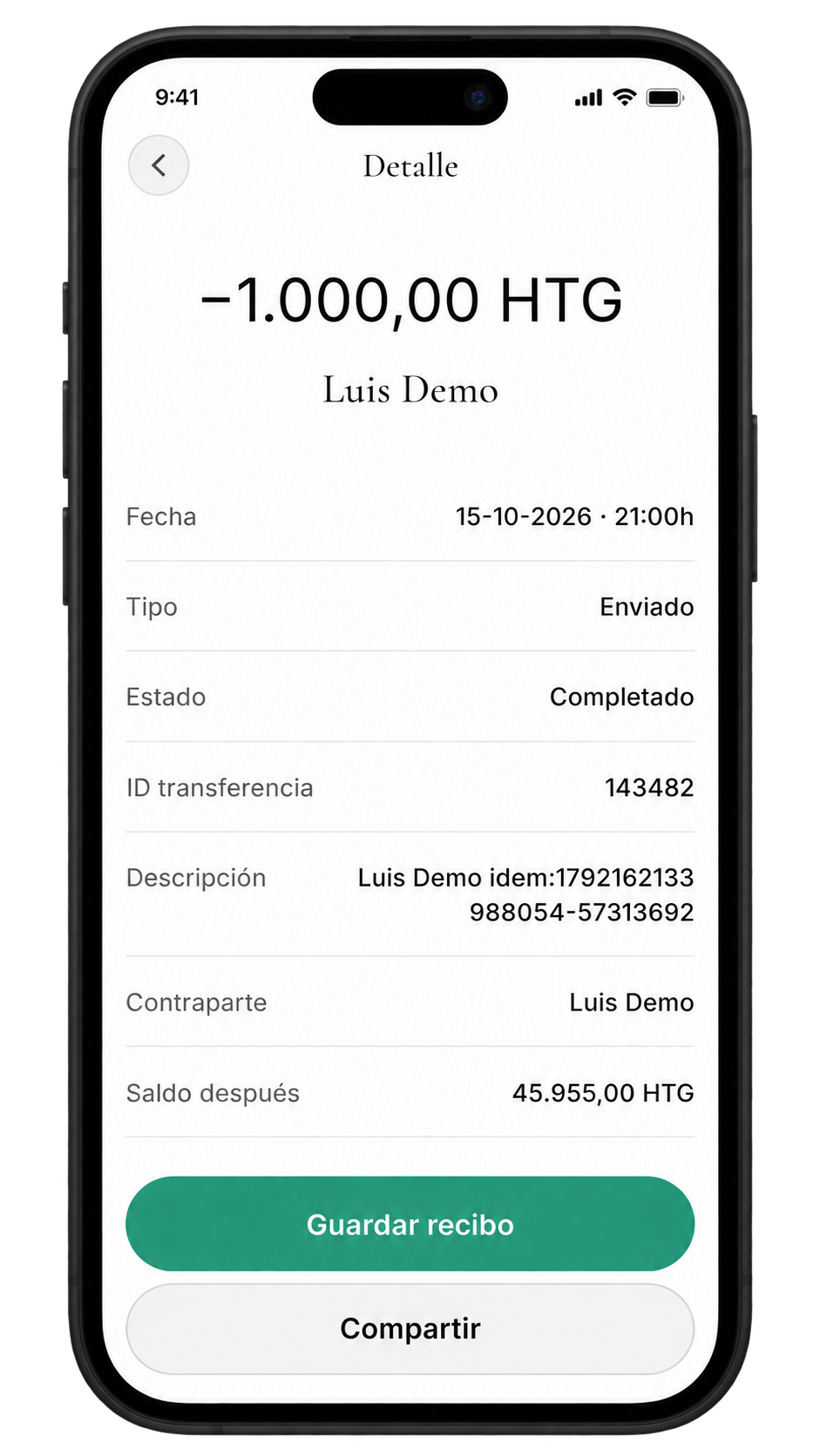 Flux de transfert Genbia Wallet